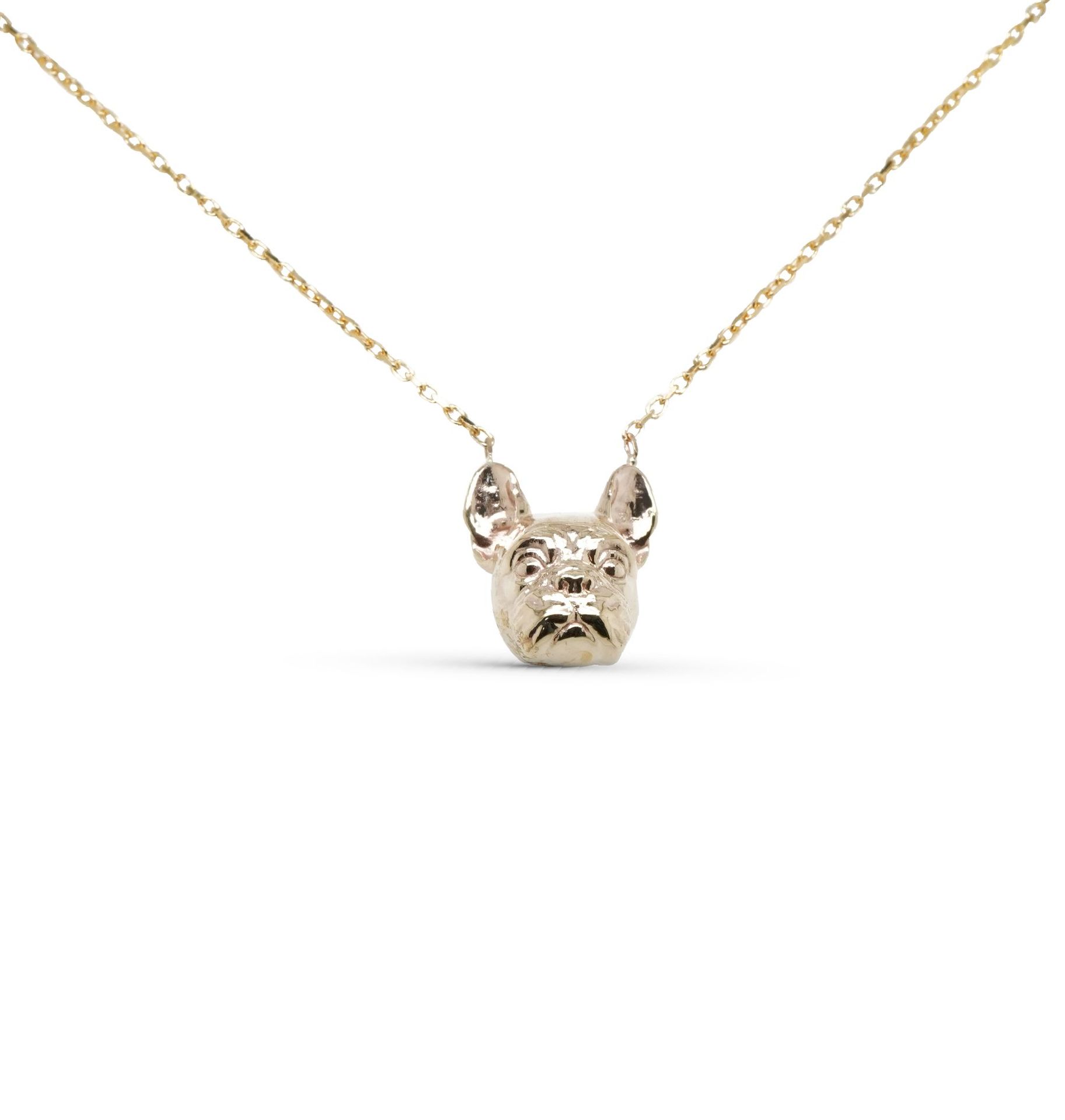 Yellow Gold French bulldog pendant — Burleigh, QLD — Deer Honey Jewellery