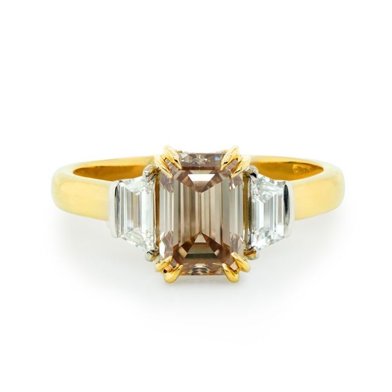 cognac and trapeze cut diamond ring— Burleigh, QLD — Deer Honey Jewellery