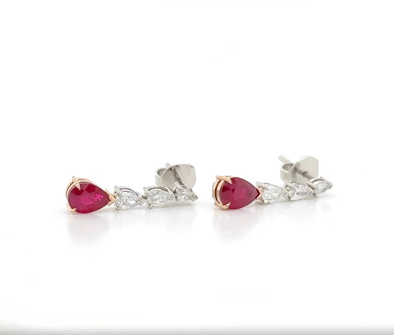 platinum and rose gold, diamond and ruby earrings — Burleigh, QLD — Deer Honey Jewellery