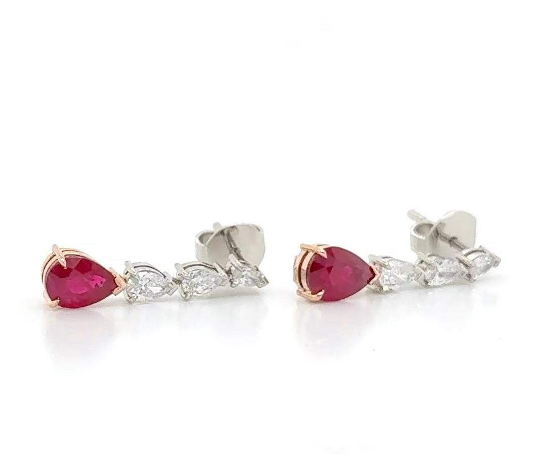 platinum and rose gold, diamond and ruby earrings — Burleigh, QLD — Deer Honey Jewellery