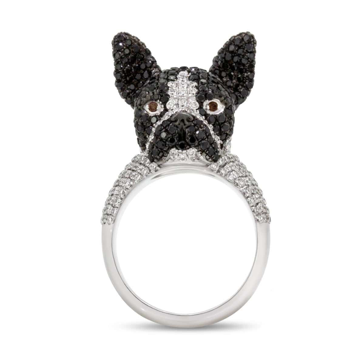 Diamond Pave Boston Terrier Ring — Burleigh, QLD — Deer Honey Jewellery