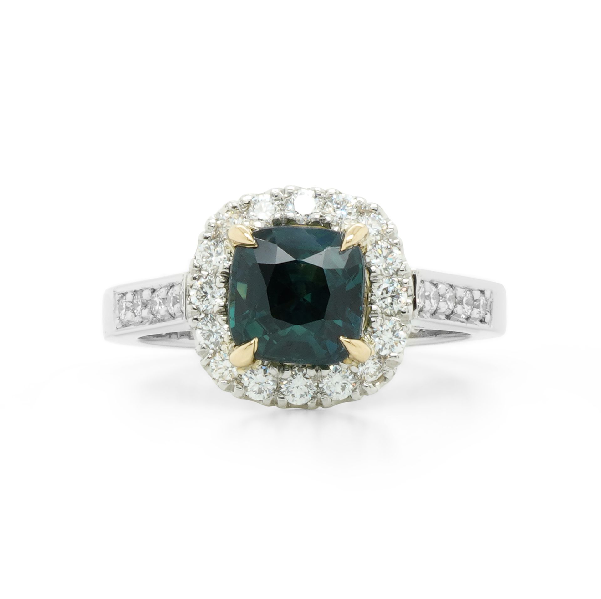 teal sapphire and diamond ring — Burleigh, QLD — Deer Honey Jewellery
