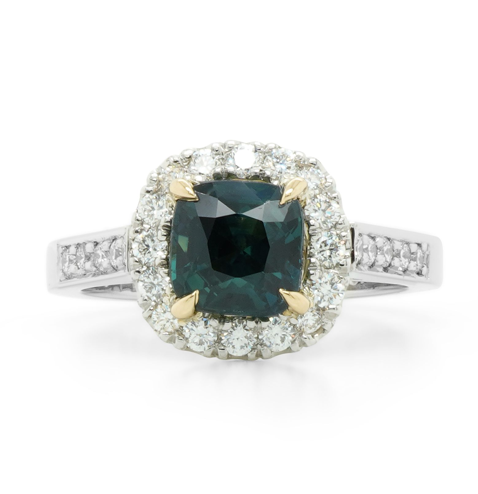teal sapphire and diamond ring — Burleigh, QLD — Deer Honey Jewellery