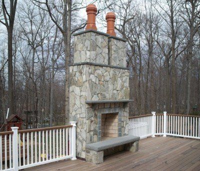 rustic outdoor fireplace - residential masonry  in Middletown, NJ