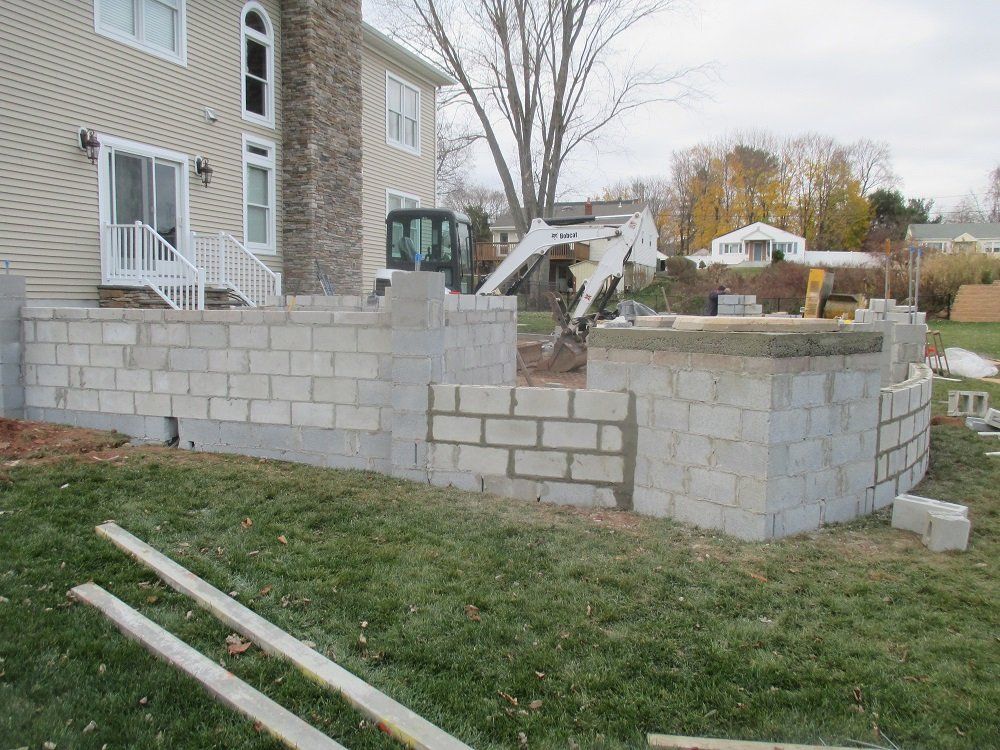 outdoor fireplace being built - residential masonry in Middletown, NJ