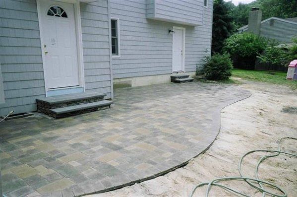 custom paver patio area - patio remodeling clearing land to begin patio remodel - residential masonry in Middletown, NJ