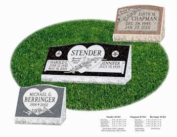 A group of gravestones are sitting on top of a lush green field.