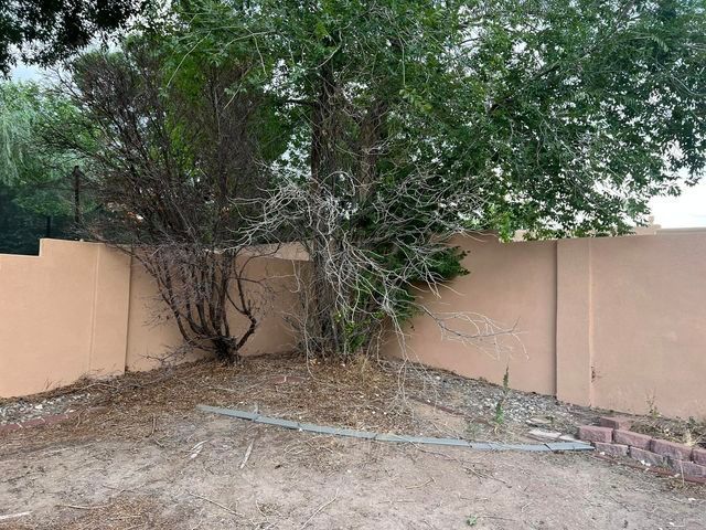 A fence with a tree in the middle of it