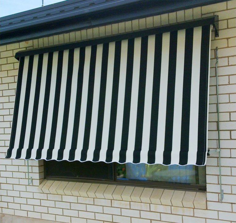 automatic lock arm fabric rollup awning