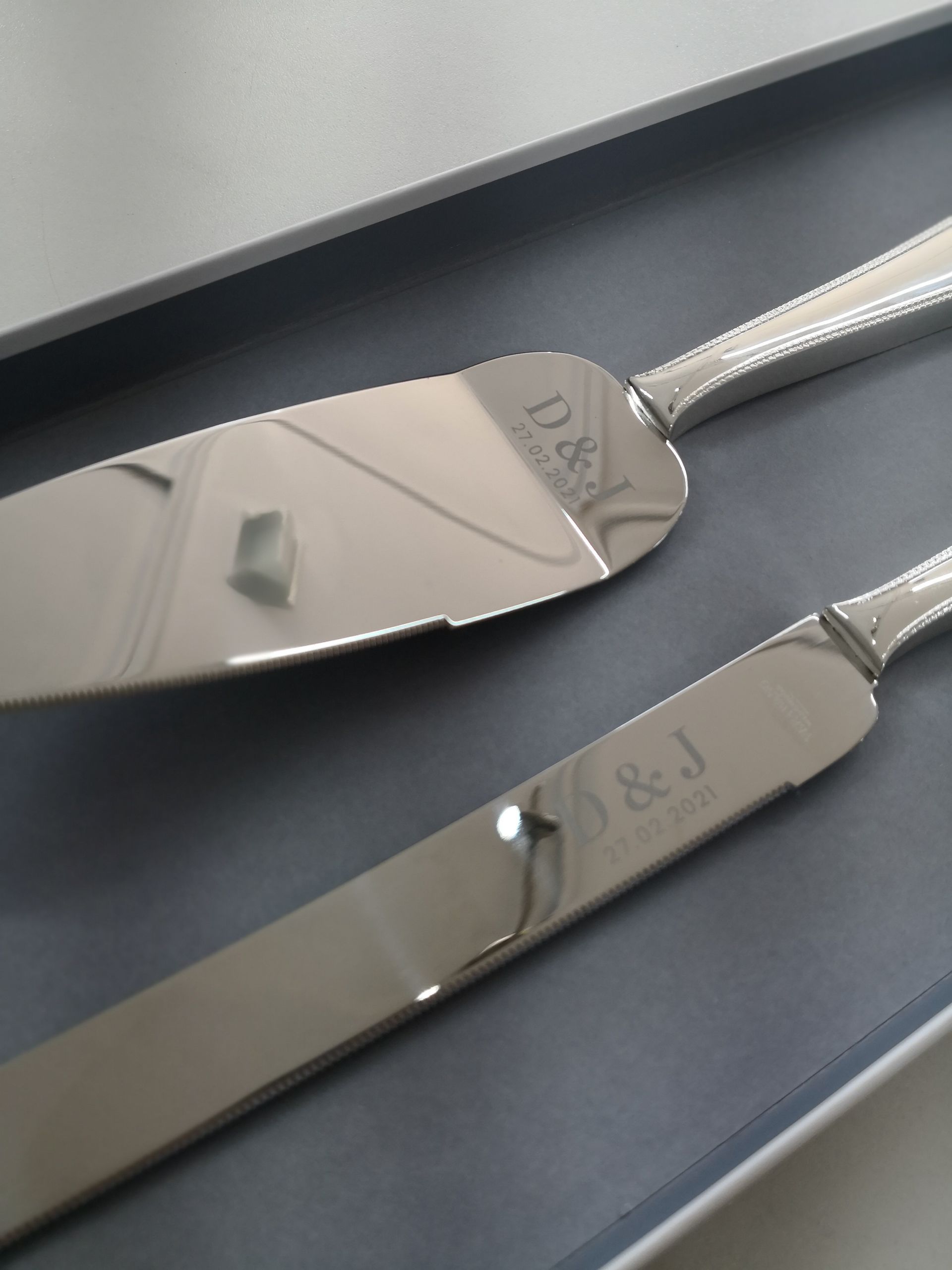 A Metal Knife And Cake Spatula — NMTG Engraving in Shellharbour, NSW