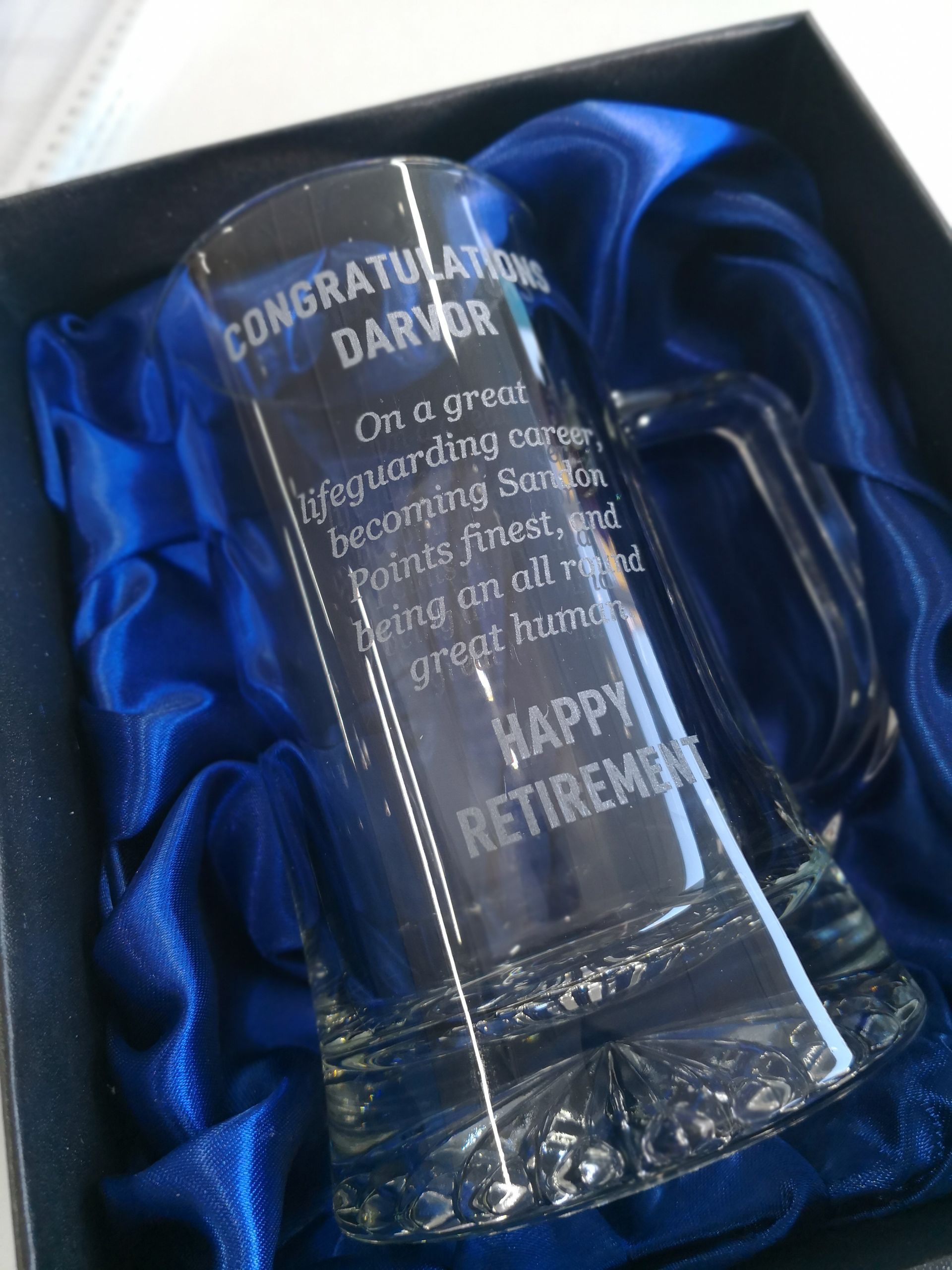 A Large Glass Mug With Personalised Engraving — NMTG Engraving in Shellharbour, NSW