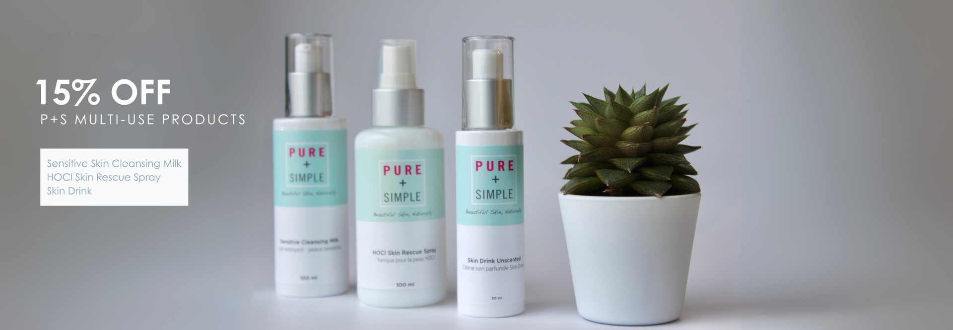 A row of bottles of collagen products are lined up on a table.