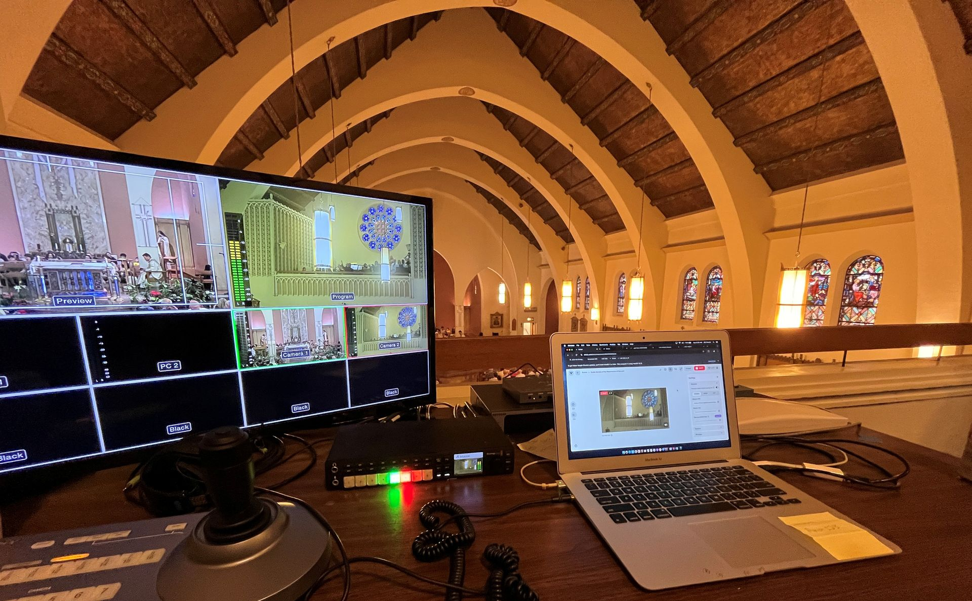 image of video monitor and laptop