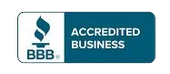 A blue and white badge that says `` accredited business ''.