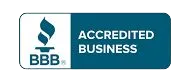 A blue and white badge that says `` accredited business ''.