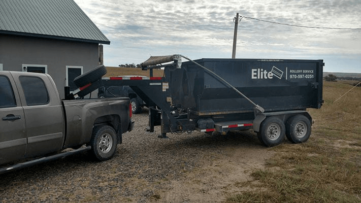 Elite Dumpster Truck Attached On A Pickup — Wray, CO — Elite Rolloff Service