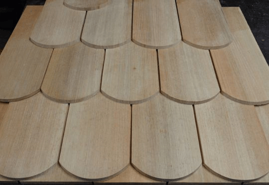 , roof and wall decking with wooden shingles