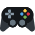 Black video game controller with colored buttons and directional pad.