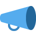 Blue megaphone icon.