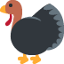 Turkey emoji. Dark blue body, red wattle, yellow beak, and brown head.