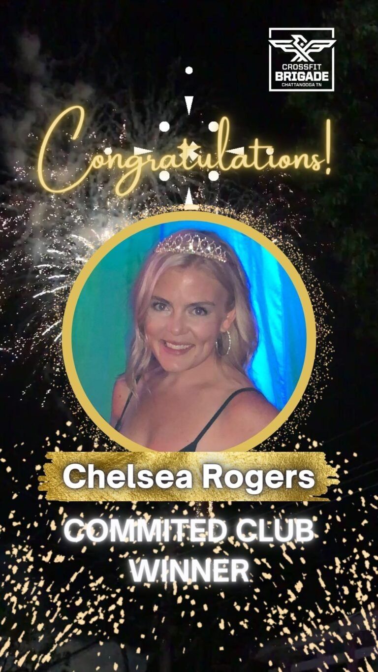 Chelsea Rogers, winner, in a gold-framed portrait, with congratulations text over fireworks.