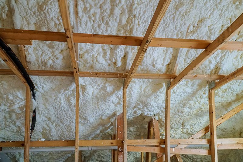 Home Under Construction With Spray Foam Insulation