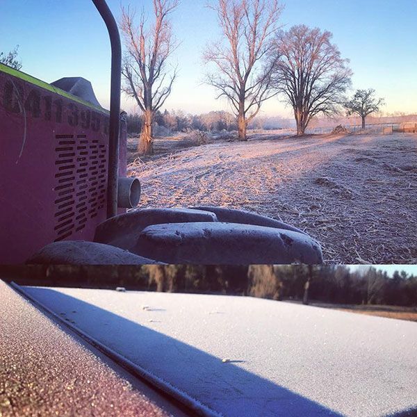 A tractor with the number 399 on the back of it