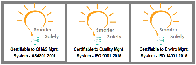 Three stickers with light bulbs on them that say smarter safety