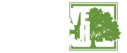 Green logo with a tree, church, and square frame.