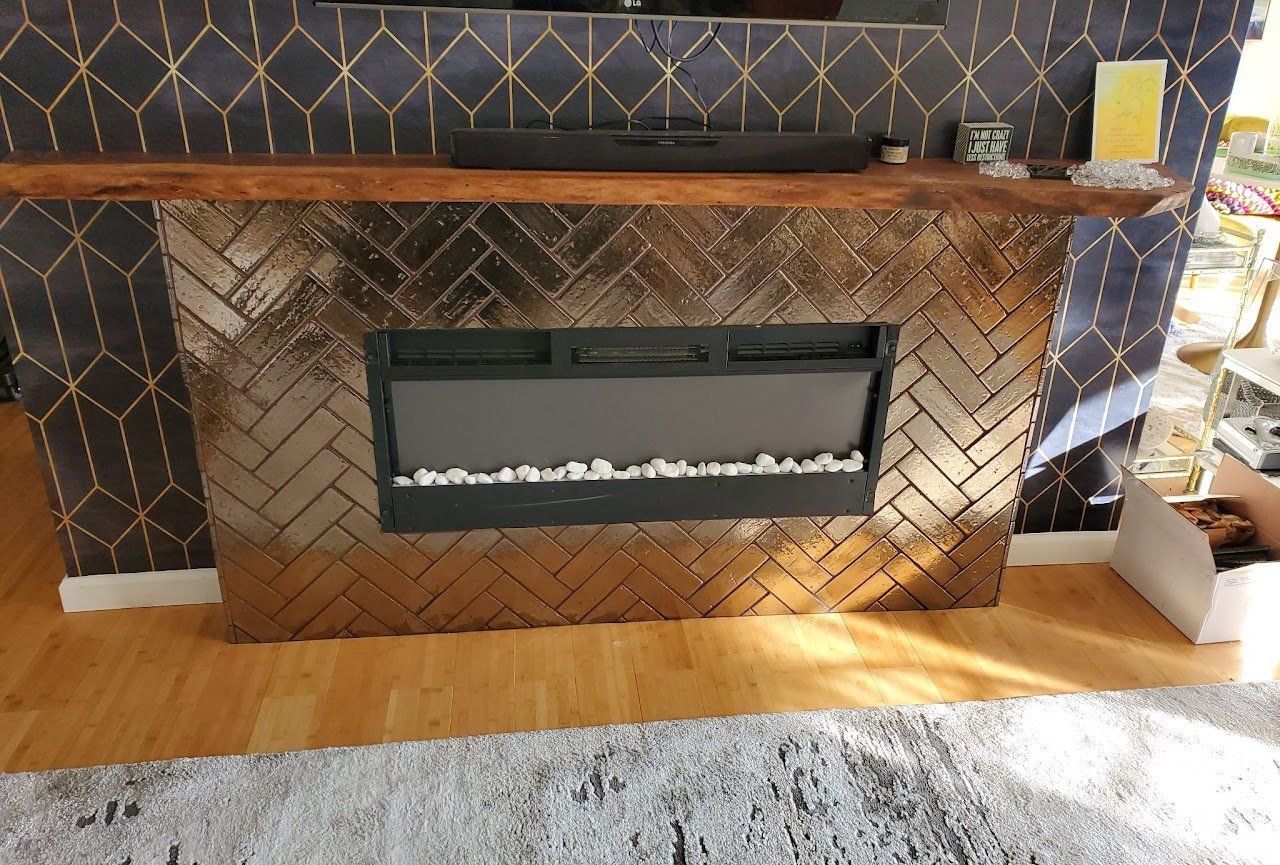 Brown tiles fireplace — San Francisco, CA — LG Stone Wall Tile Co