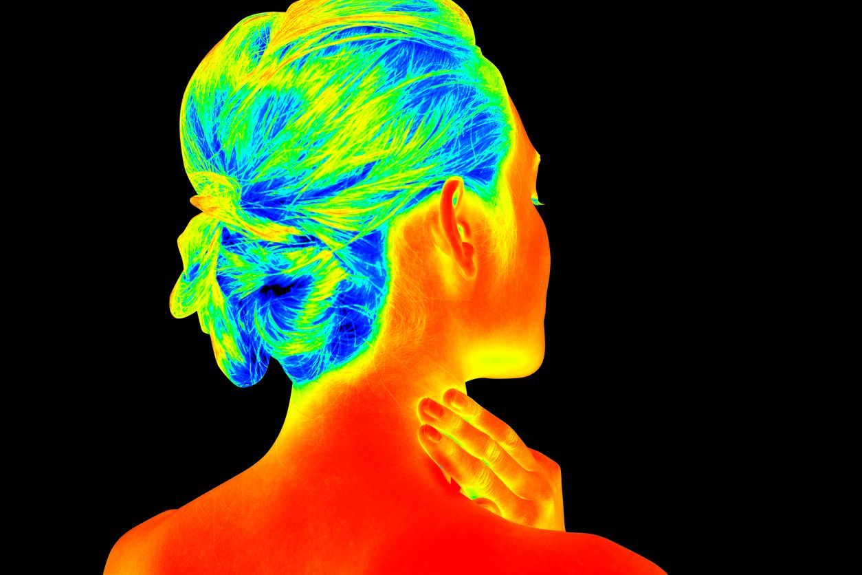 A woman's back shot like a thermography