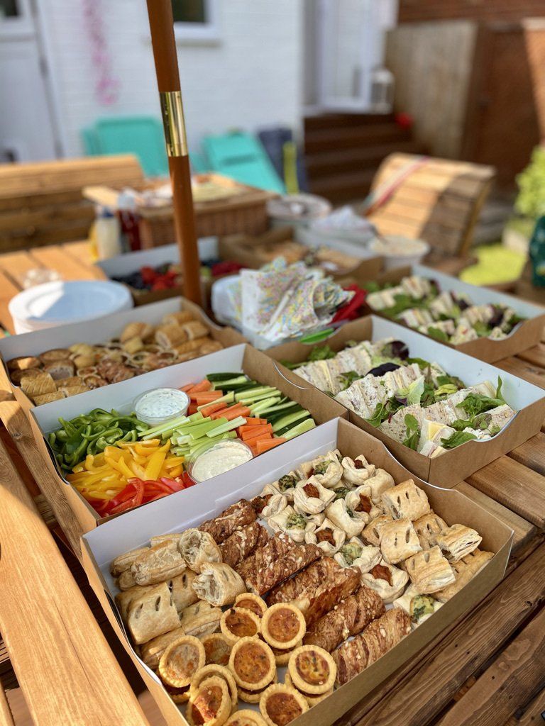 food platters at a garden party
