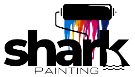 The logo for shark painting shows a bucket of paint.