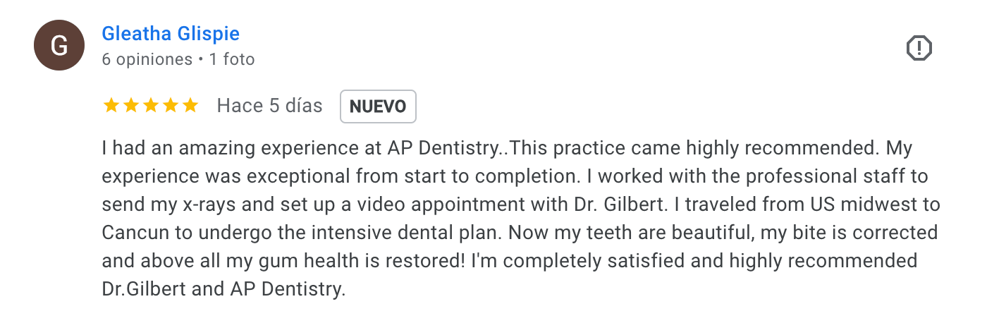 Ap Dentistry Playa del Carmen testimonials