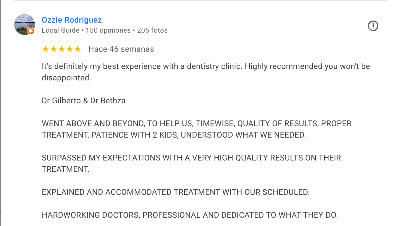 Ap Dentistry Playa del Carmen testimonials