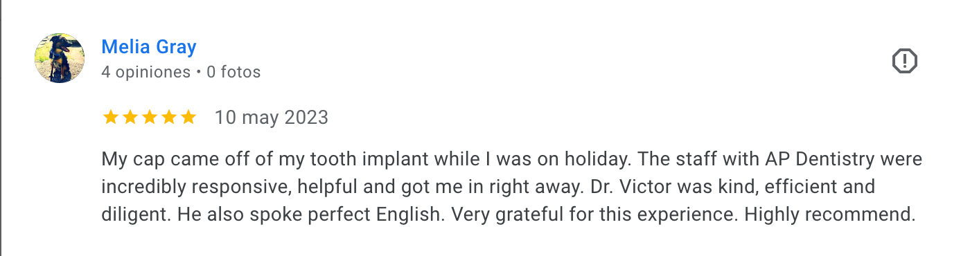 Ap Dentistry Playa del Carmen testimonials