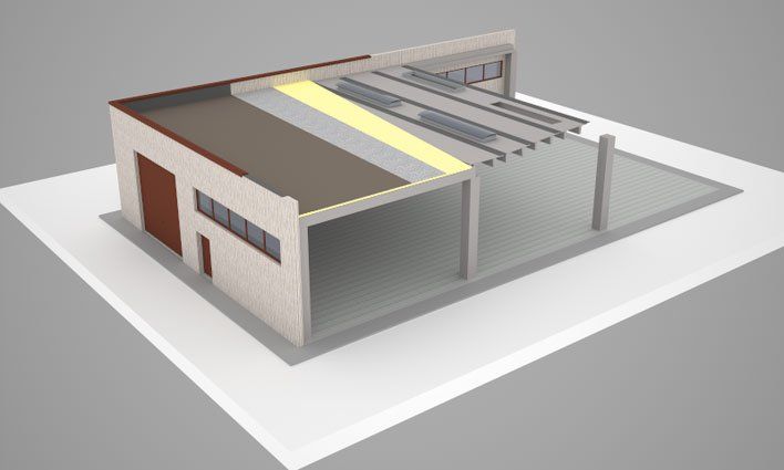 Capannone industriale con copertura piana con tegolo tt