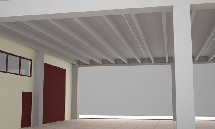 Modellino capannone con copertura piana con tegolo tt