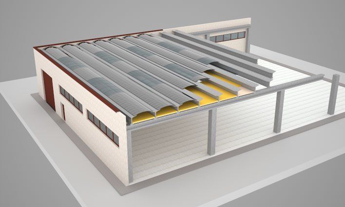 modellino capannone industriale con copertura a canale Y