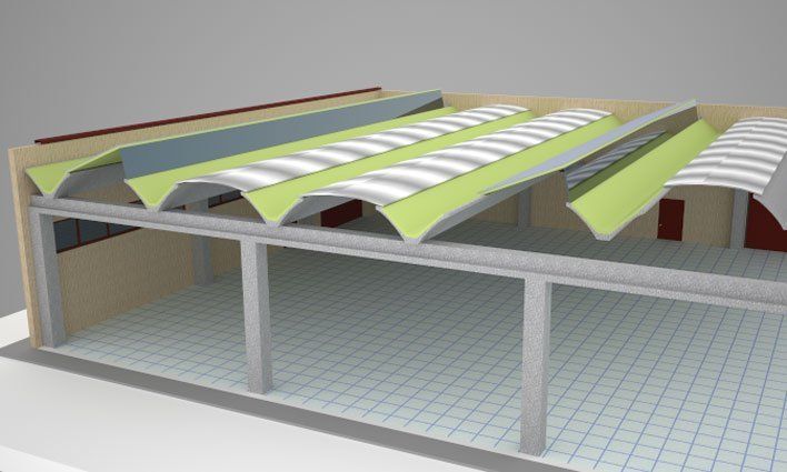 Rendering capannone industriale a tegoli alari