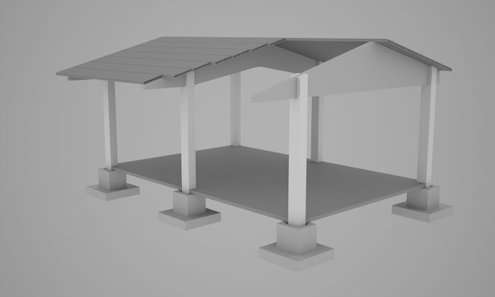 prototipo di una copertura a boomerang