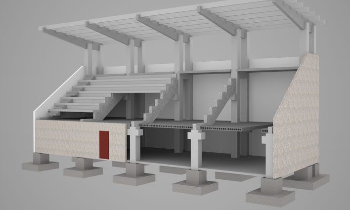 progetto di rendering per tribune