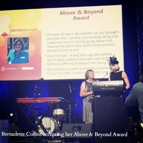 bernadetter accepting award