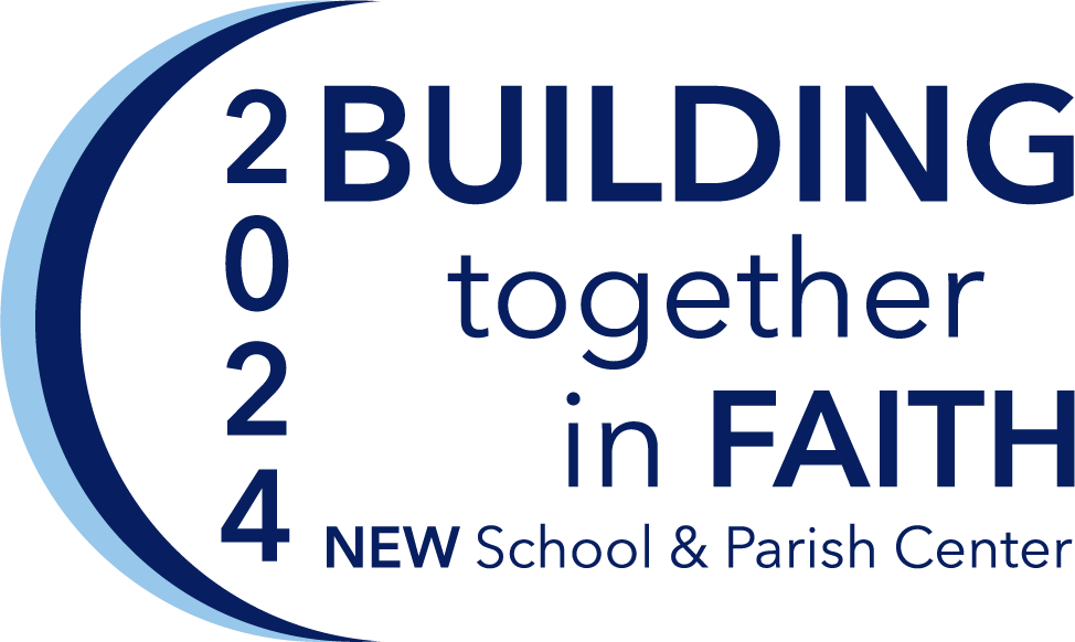 a logo for 2 building together in faith 4 new school & parish center