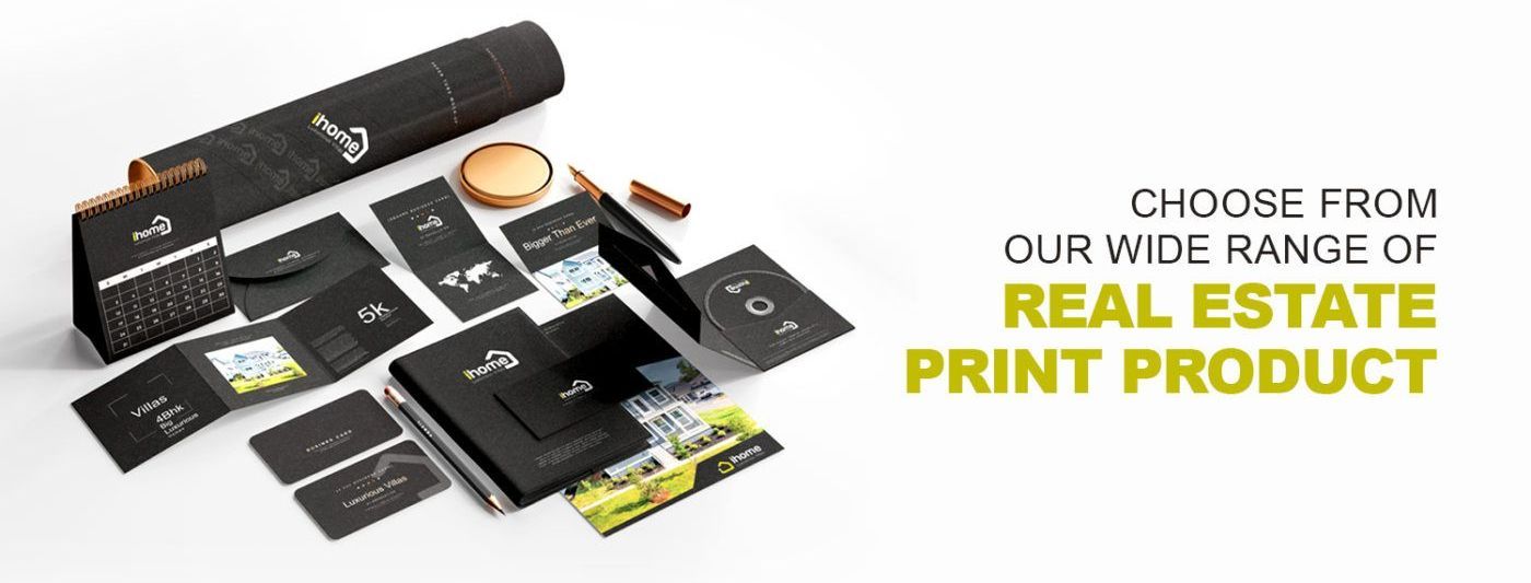 Advertising image of real estate office print products with brand