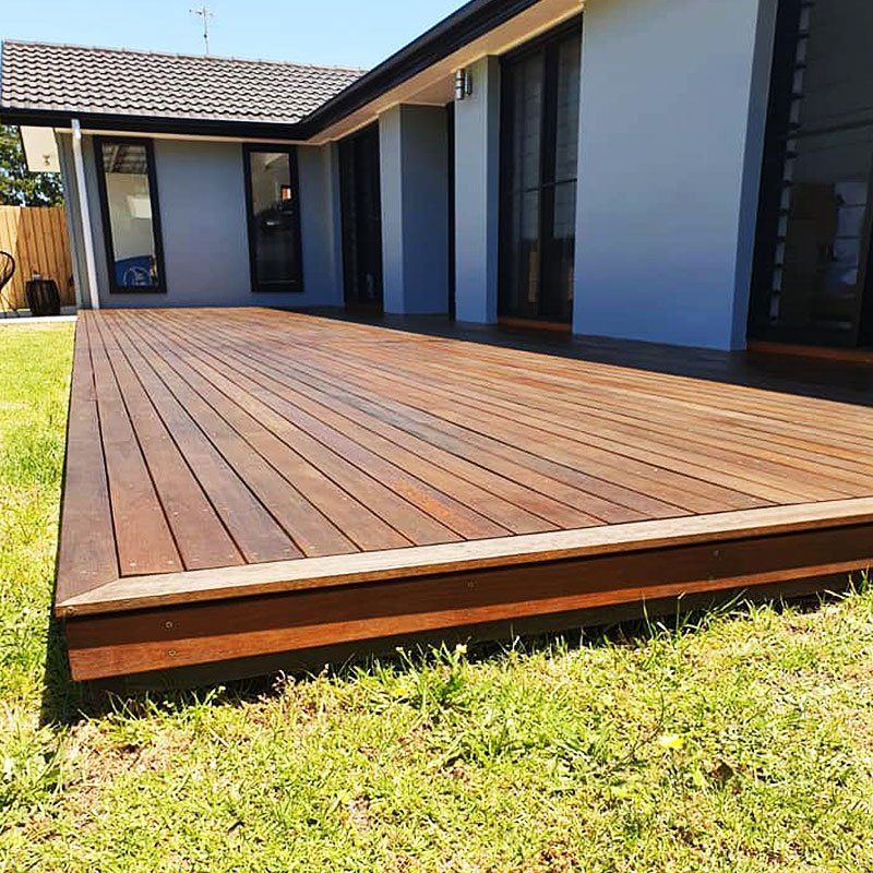 hardwood decking on a sunny day