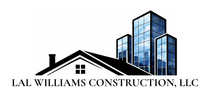 Lal Williams Construction LogoBlue hexagon logo with 