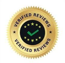 Gold badge with text "VERIFIED REVIEWS" and a green checkmark indicating verified reviews.