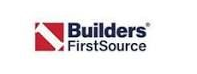 Logo for Builders FirstSource: red square with white slash; navy blue text.