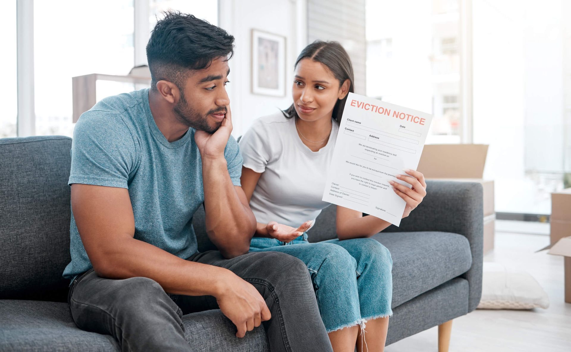 Tenants holding eviction notice